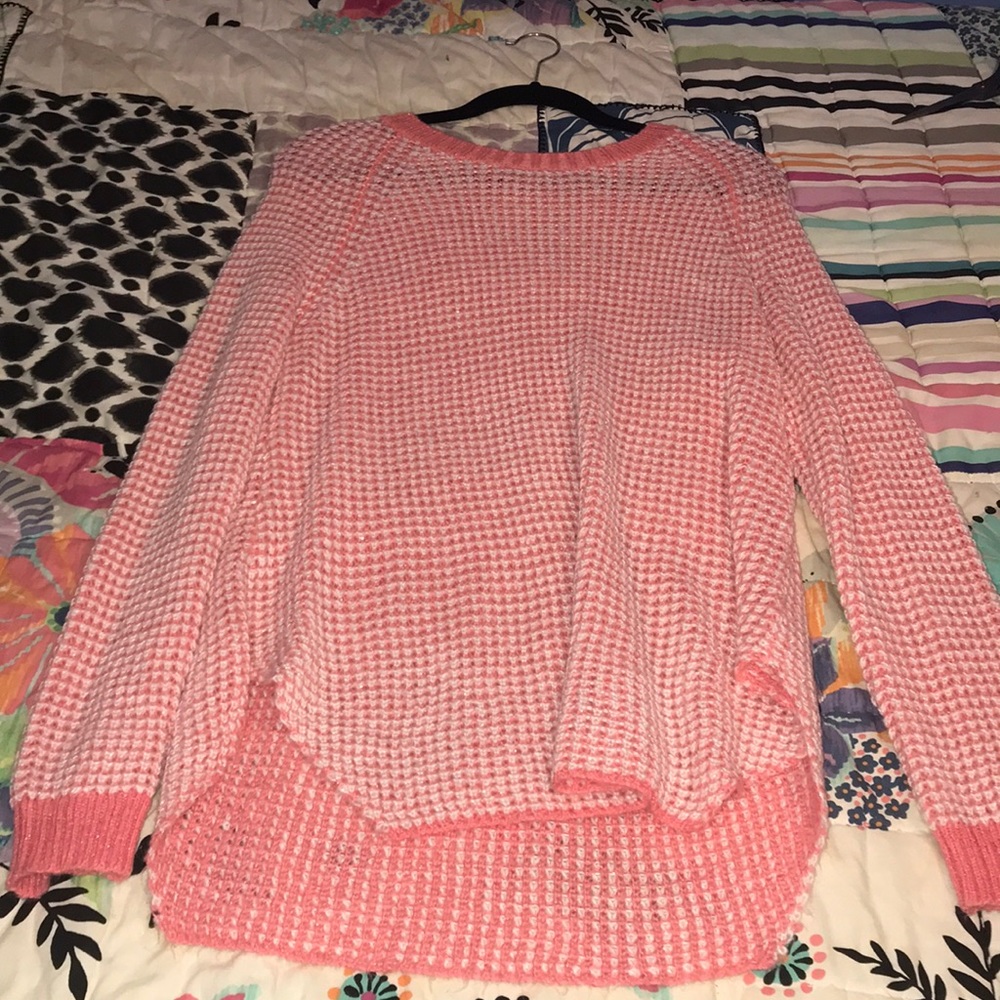 pink and white sweater